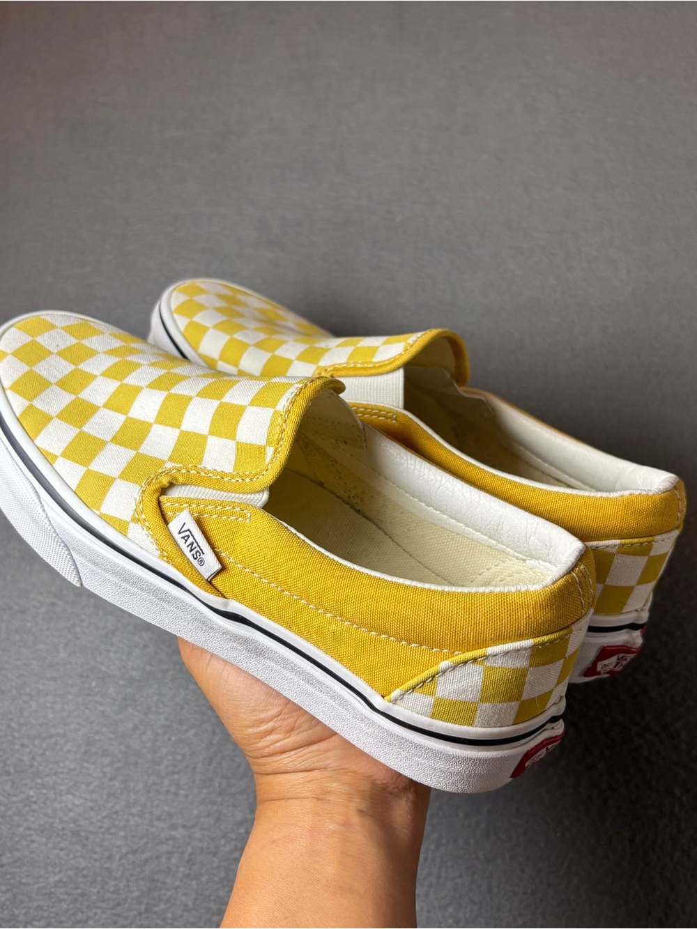 VANS Yellow Checker Checkered Slip On Vans Size 5M/ 6.5W